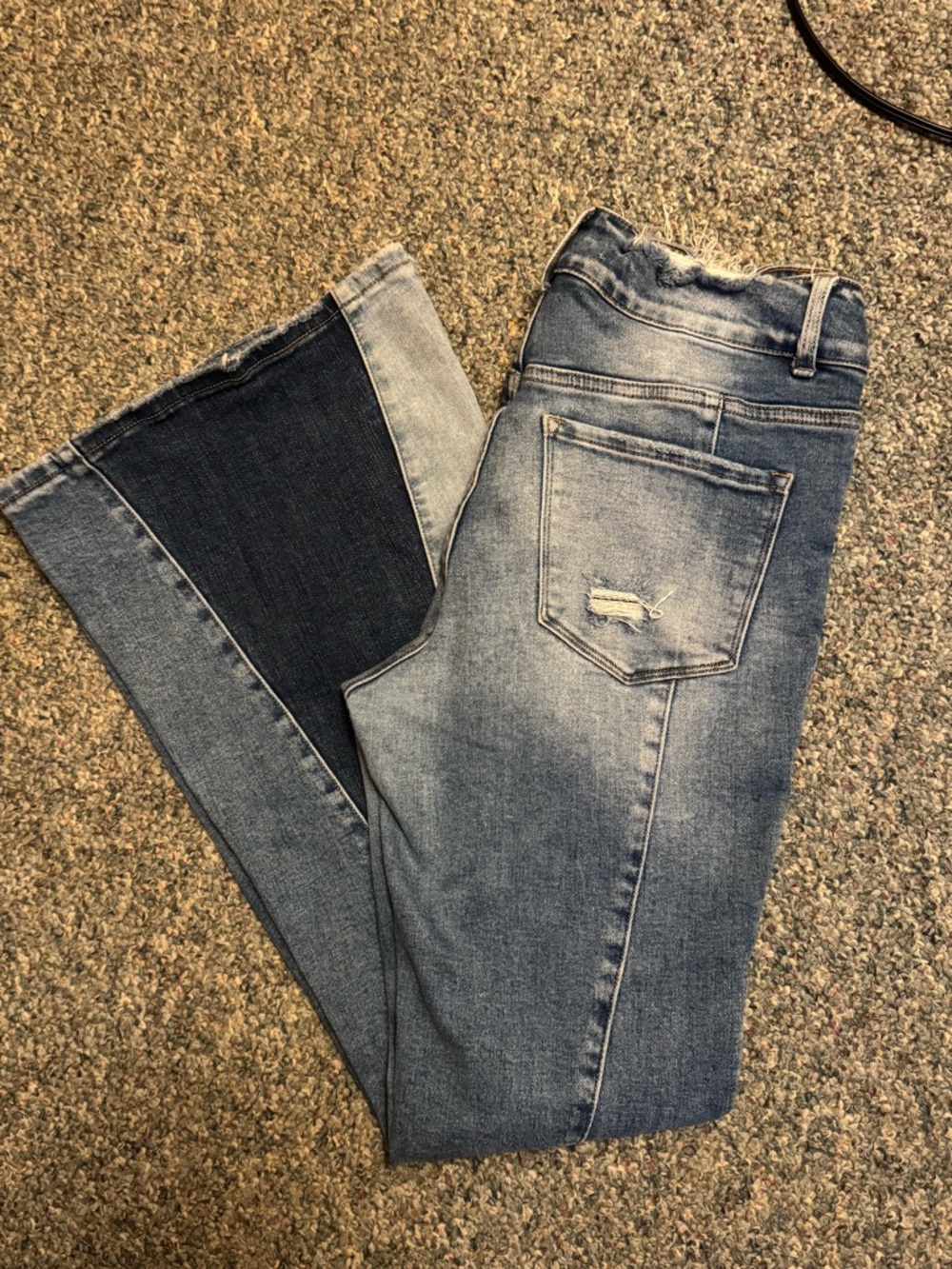 Bridge by GlyHigh-Rise Blue Wide Leg Jeans with Dark Panel